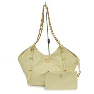 Chanel Calfskin Shopping Bag As5466 Light Yellow - With Pouch Chain